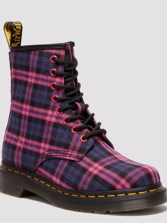 Dr. Martens Shoes - Dr. Martens 1460 Pascal Pink Tartan Plaid Canvas Boots Women’s US 6 EU 37